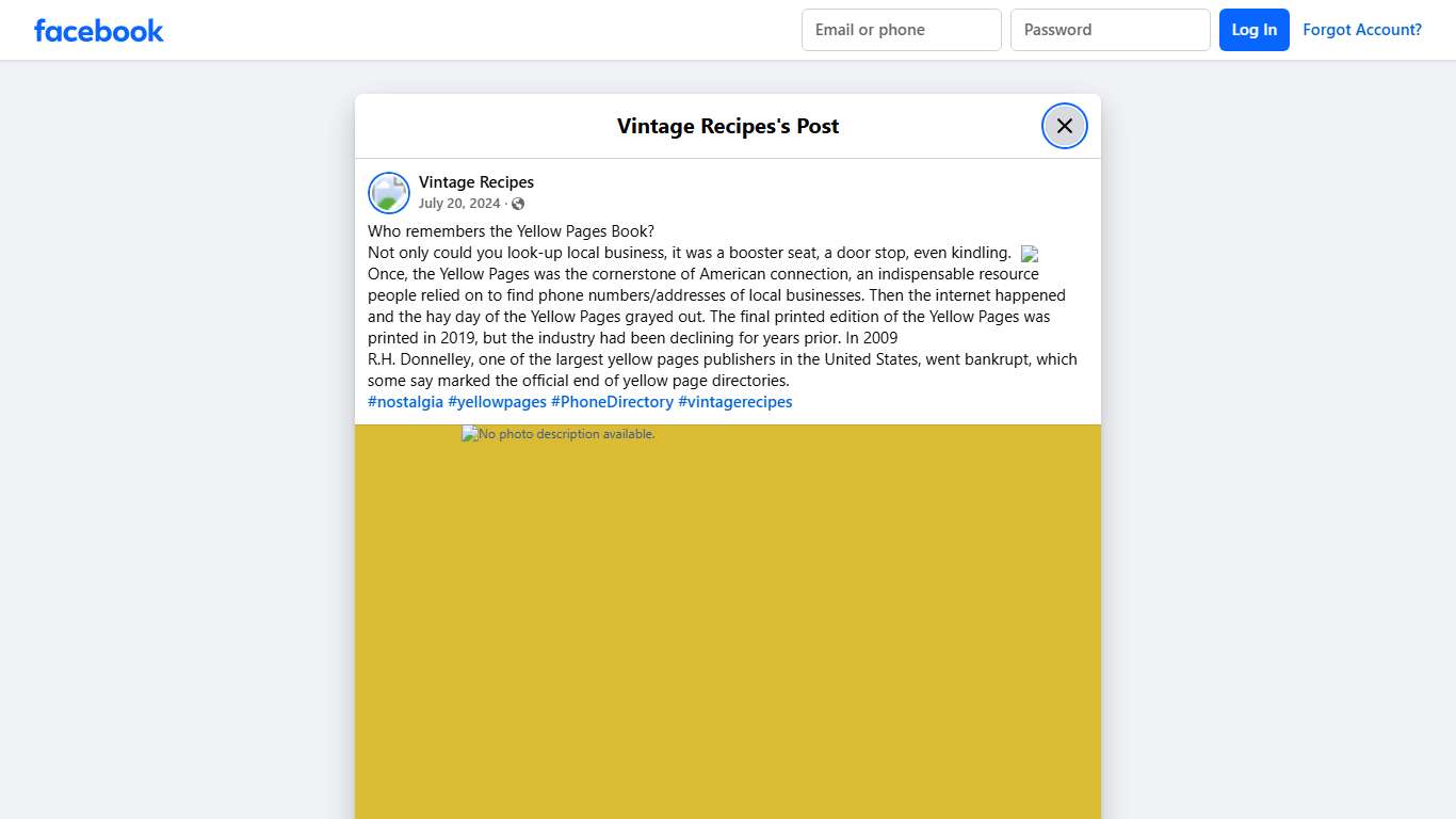 Vintage Recipes - Who remembers the Yellow Pages Book? Not... | Facebook